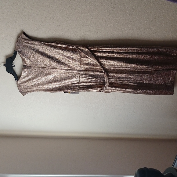 Tahari Bronze Metallic Dress - Picture 6 of 11